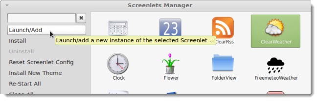 gán gán screenlet ClearWeather vào Desktop
