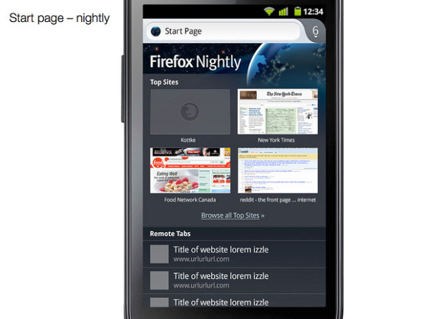 Giao diện đêm của Firefox 11