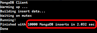 thời gian thực hiện của MongoDB