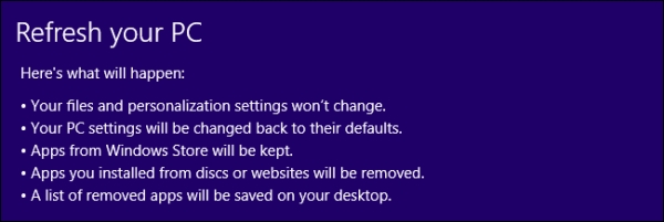 Tìm hiểu chức năng Refresh v� Reset trên Windows 8