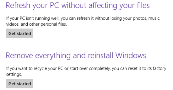 Tìm hiểu chức năng Refresh và Reset trên Windows 8