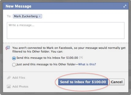Facebook thu 100 USD cho tin nhắn gửi đến Mark Zuckerberg?