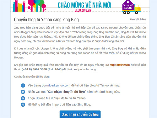 Cách "chuyển nhà" từ Yahoo! Blog sang Zing Blog