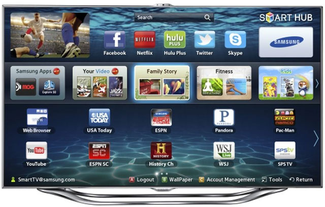 Smart TV ES8000 với camera tích hợp trên viền màn hình của Samsung. 