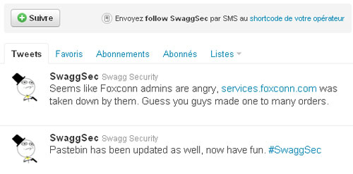 Thông điệp ngạo nghễ của nhóm SwaggSec trên Twitter.