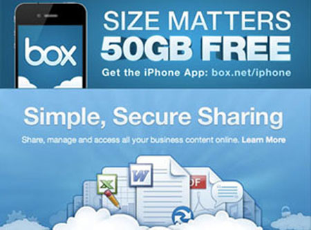 Box.net cung cấp 50 GB miễn phí cho người dùng mới