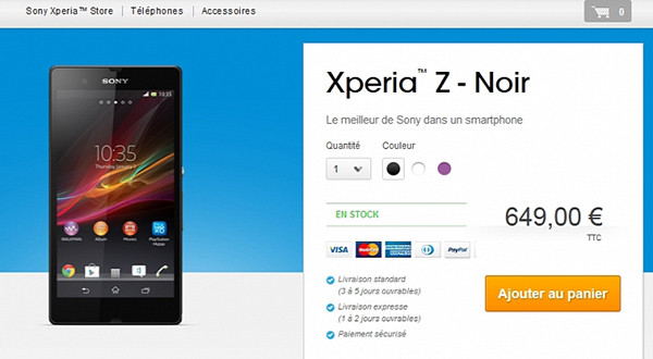 Sony Xperia Z bắt đầu được bán tại Pháp, 18 triệu đồng