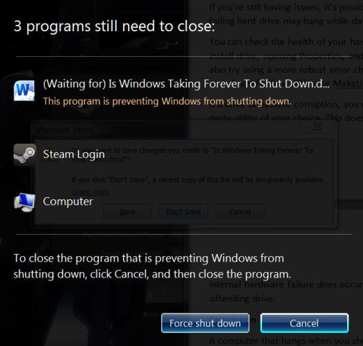 Nguyên nhân nào khiến Windows không chịu 