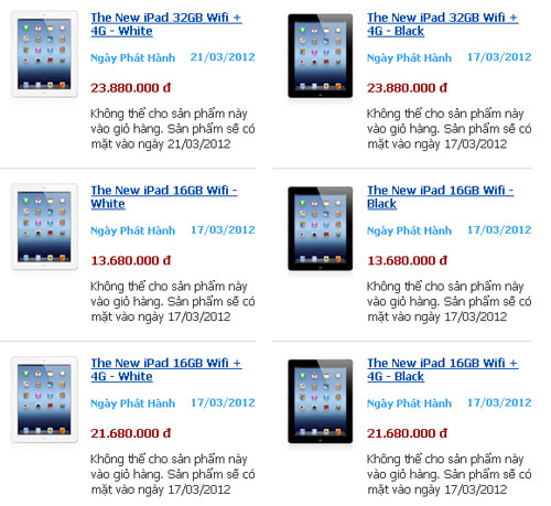 iPad phiên bản 4G đã có giá.
