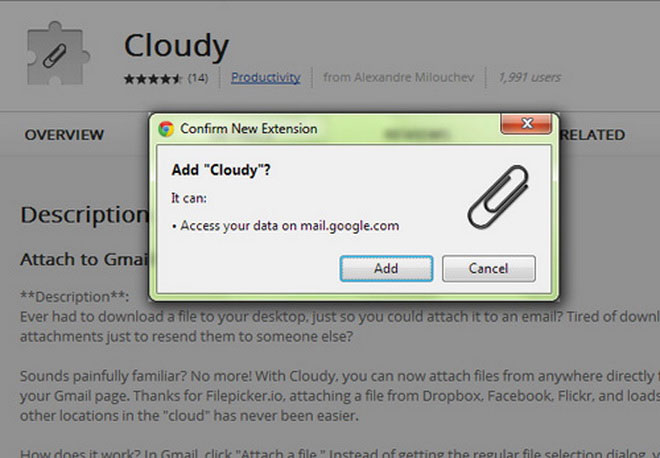 Đính kèm nhanh tập tin từ "đám mây" vào Gmail