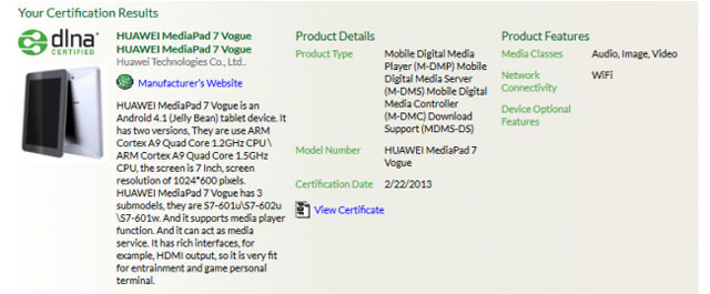Lộ diện máy tính bảng Huawei MediaPad 7 Vogue giá rẻ