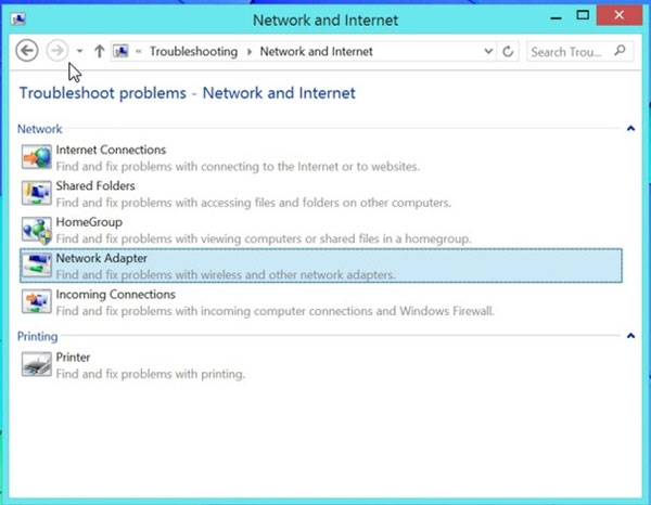Khắc phục sự cố và chia sẻ Internet không dây trong Windows 8
