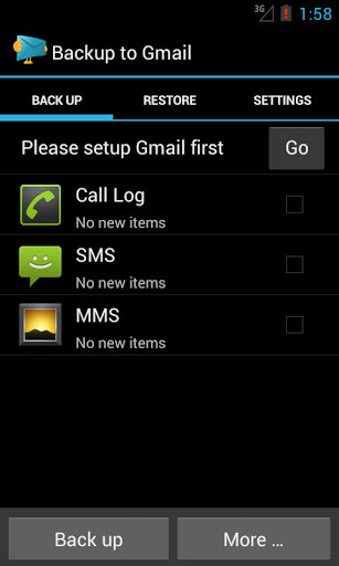 Sao lưu và phục hồi danh sách cuộc gọi, SMS vào tài khoản Gmail