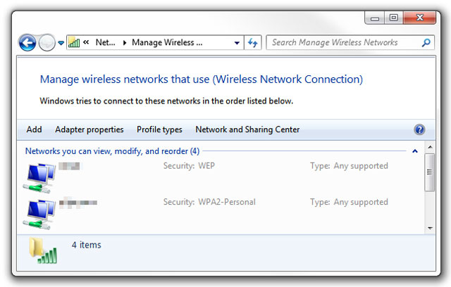 Sao lưu, phục hồi thiết lập mạng không dây trong Windows 7