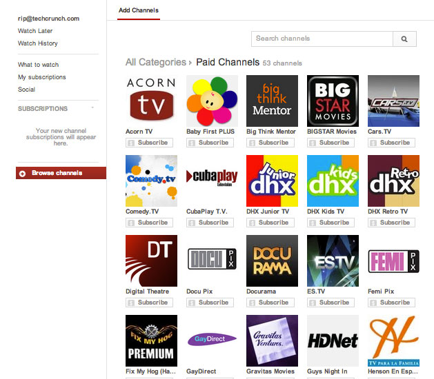 YouTube công bố các kênh truyền hình có bản quyền và thu phí