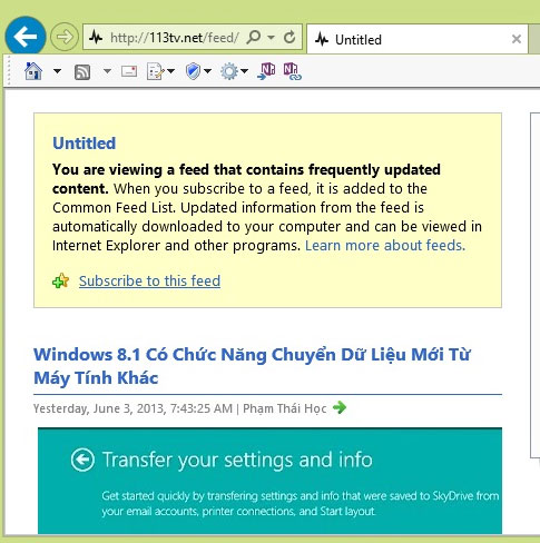 Chia sẻ dữ liệu RSS giữa Internet Explorer và Outlook