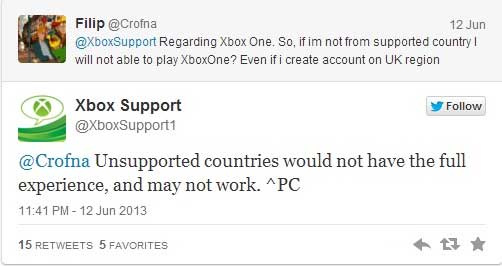 Xbox One bị khóa ở những nơi chưa được phát hành chính thức