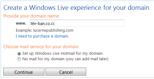 Sử dụng kết hợp giữa Byethost, Co.cc và Windows Live Hotmail