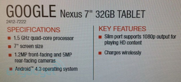 Nexus 7 mới bị lộ cấu hình cùng tính năng đặc biệt