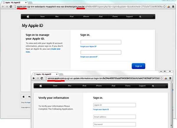 Giả website Apple để ăn cắp tài khoản người dùng
