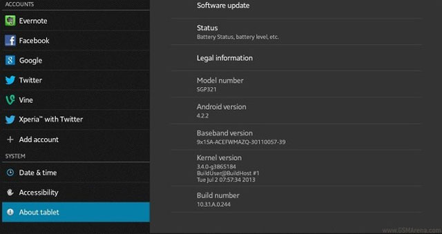 Máy tính bảng Xperia Tablet Z bắt đầu được cập nhật Android 4.2.2