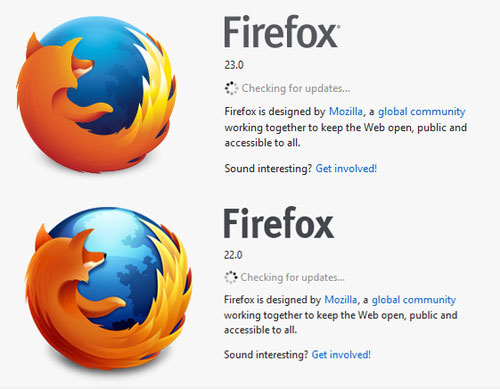 Trình duyệt FireFox thay logo trên phiên bản 23
