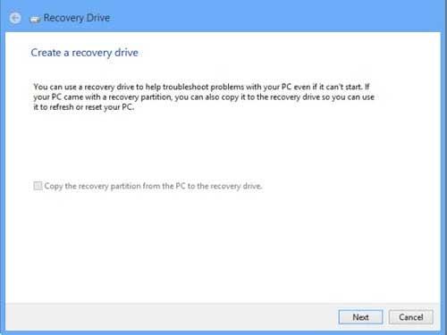 Tạo ổ đĩa USB phục hồi Windows 8