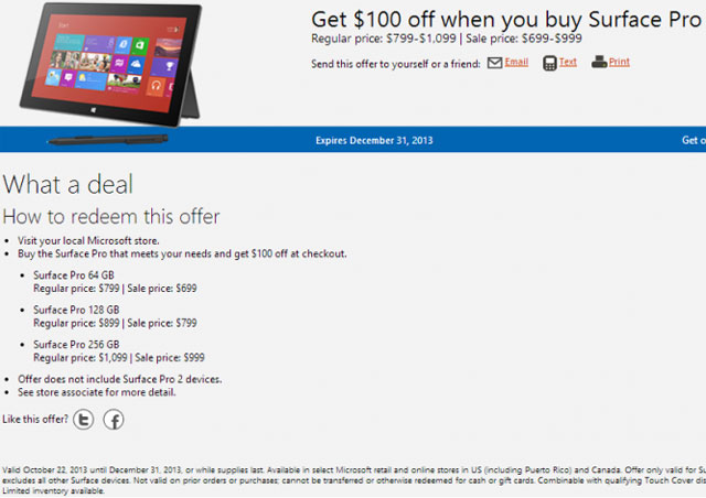 Microsoft lại giảm 100 USD cho Surface Pro