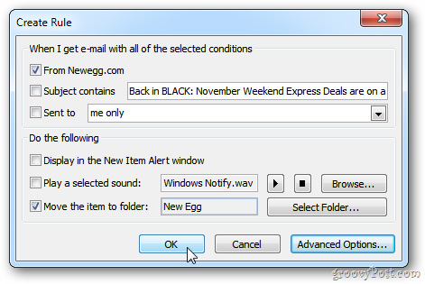 Tạo Rule để di chuyển và lưu trữ email tới thư mục khác trong Outlook