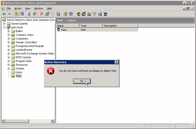 Ngăn chặn việc xóa nhầm dữ liệu trong Windows Server 2003 Active Directory
