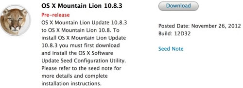 Apple tung bản thử nghiệm OS X 10.8.3