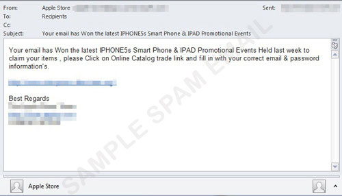 Xuất hiện email giả mạo tặng iPhone 5S miễn phí