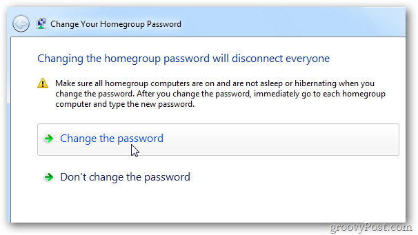 nhấn Change the Password