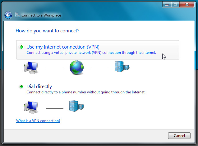 chọn Use my Internet connection (VPN)
