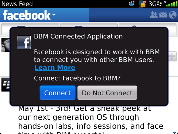Ra mắt Facebook v.3.3 cho BlackBerry, tích hợp BBM 