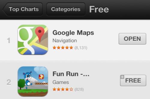 Google Maps nhanh chóng thành ứng dụng số 1 trên iOS