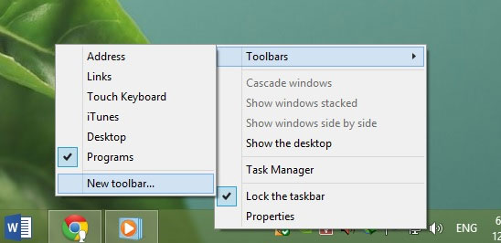 Tự tạo một Start Menu Windows 8 bằng Toolbars