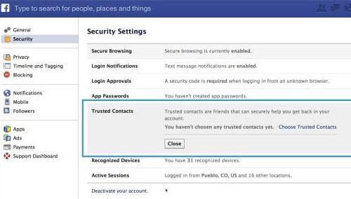 Facebook 2 - Cách lấy lại mật khẩu Facebook nhờ bạn bè
