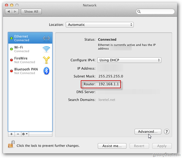 Tìm địa chỉ IP của router trong Mac OS X